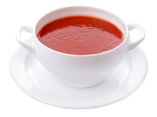 Tasty tomato soup, isolated on white