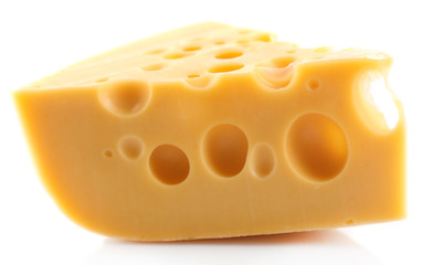 Piece of cheese, isolated on white