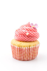 Vanilla cupcakes isolated white background