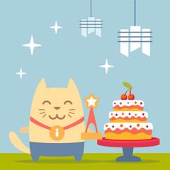 Character winner with a medal colorful flat