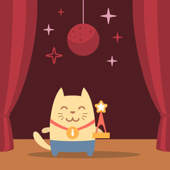 Character winner with a medal colorful flat