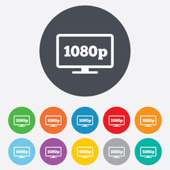 Full hd widescreen tv. 1080p symbol.