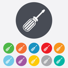 Screwdriver tool sign icon. Fix it symbol.