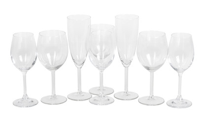 Set of empty wine glasses