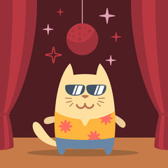 Character  tourist wearing sunglasses and a shirt with flowers c