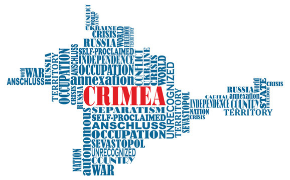 Vector conceptual word map of Crimea, invaded by Russia