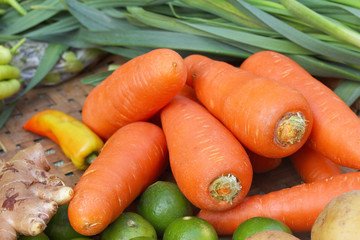 Close-up of the fresh carrots.