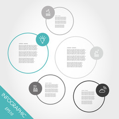 turquoise infographic circels with icons