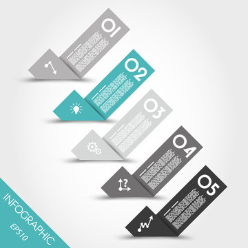 turquoise infographic origami bent stickers with icons