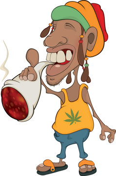 African man rastaman cartoon