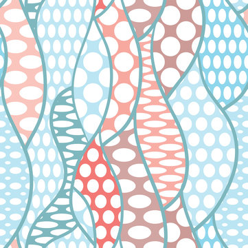 Lace vector fabric seamless pattern with lines and dots.