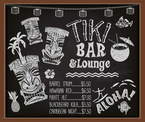 Tiki Bar and Lounge Chalkboard Cocktail Menu