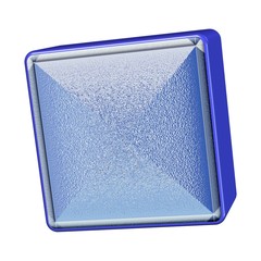 Quadrattaste blau Metall 3D Felder