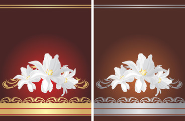 Two greeting cards with white flowers