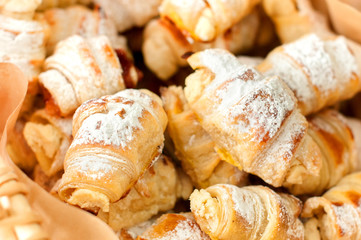 delicious homemade croissants in the basket