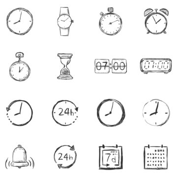 Vector Set Of Sketch Time Icons