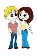 cheerful guy and girl in love