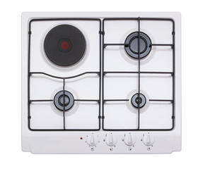 White gas-electric hob isolated on white
