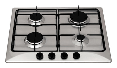 Stainless steel gas hob isolated on white
