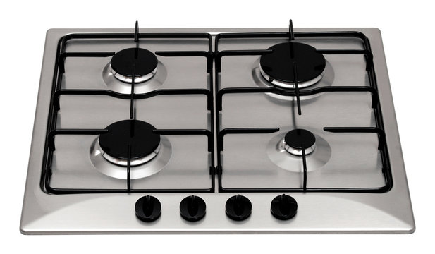 Stainless Steel Gas Hob Isolated On White