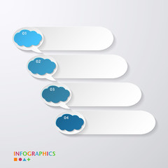 blue progress paper banners with speech bubble / infographics te