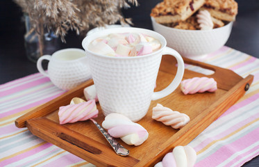 Cup of hot cocoa with marshmallows