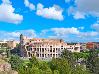Fototapeta na wymiar The Majestic Coliseum. Rome, Italy.View from Palatine Hill.