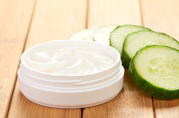 face mask with cucumber slices