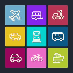 Transport web icons, color buttons