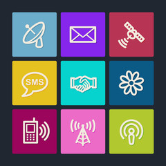 Communication web icons, color buttons