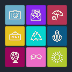 Travel  web icons set 5, color buttons