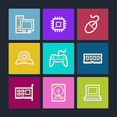 Computer web icons, color buttons