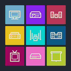 Audio video web icons , color buttons