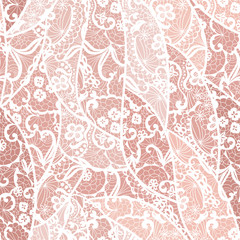Lace vector fabric seamless pattern with lines and flowers