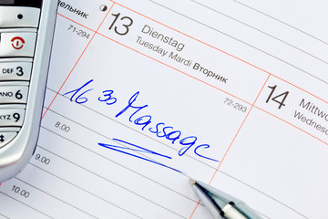 Eintrag im Kalender: Massage