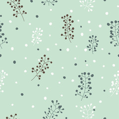 Seamless floral pattern with grass field
