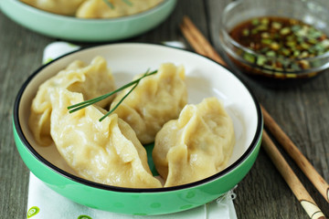 Chinese dumplings with ground chicken