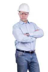 Handsome engineer isolated on white