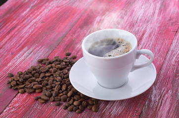 coffee cup and beans