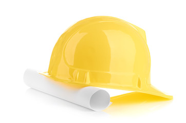 Fototapeta premium yellow helmet and roll paper