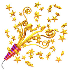 Golden Party Popper And Some Stars