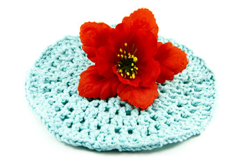 Stoffuntersetzer mit Roter Blume