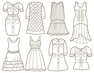 collection of fashionable women's dress (vector illustration)