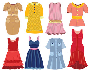 collection of fashionable women's dress (vector illustration)