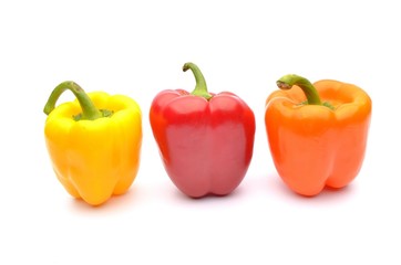 Colored Peppers Isolated On White Background