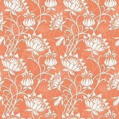 Abstract seamless pattern with hand drawn floral background