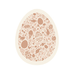 Easter Egg Card of Beige Objects on White Background