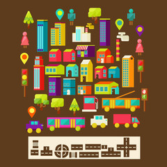 Set of city infographics in a flat style. Flat vector