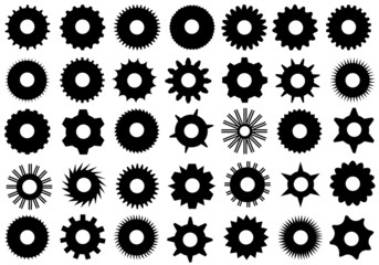 Different Gear Shapes Isolated