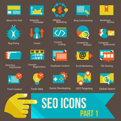 seo icons set part 1 Flat design modern vector illustration